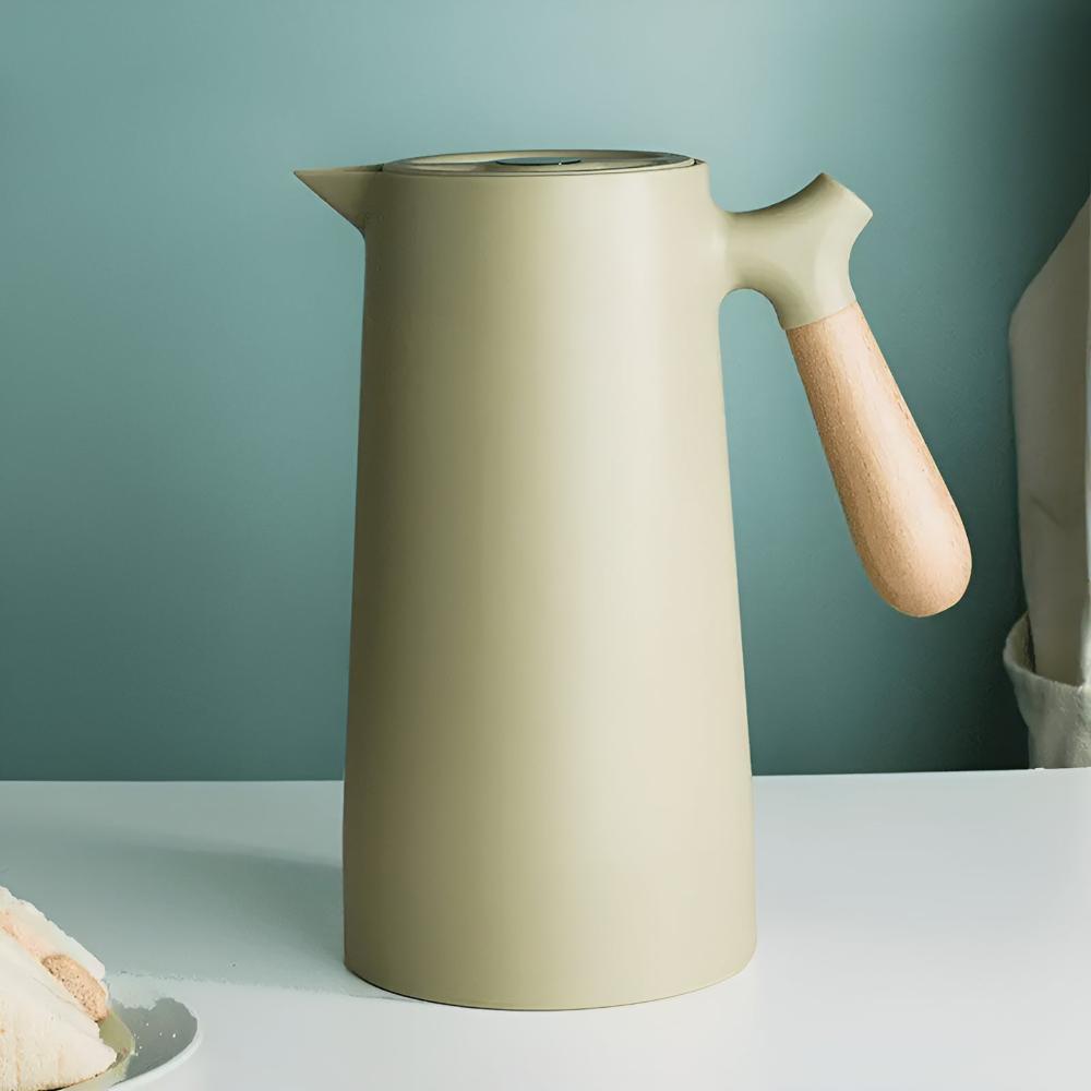 Steel insulated carafe with natural wood handle | Virelle Maison