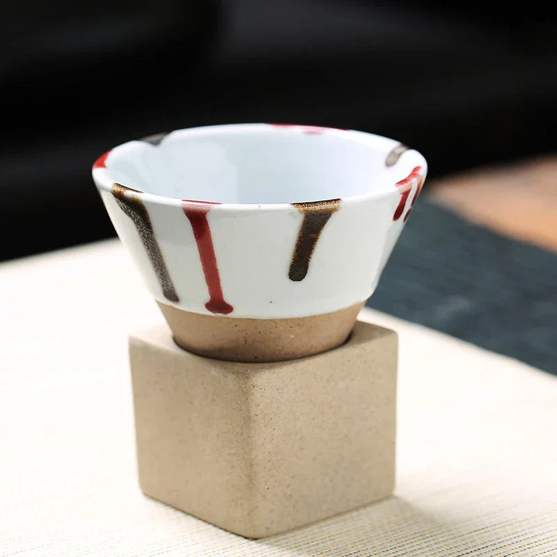 Tazas cónicas de cerámica para espresso con soporte a juego