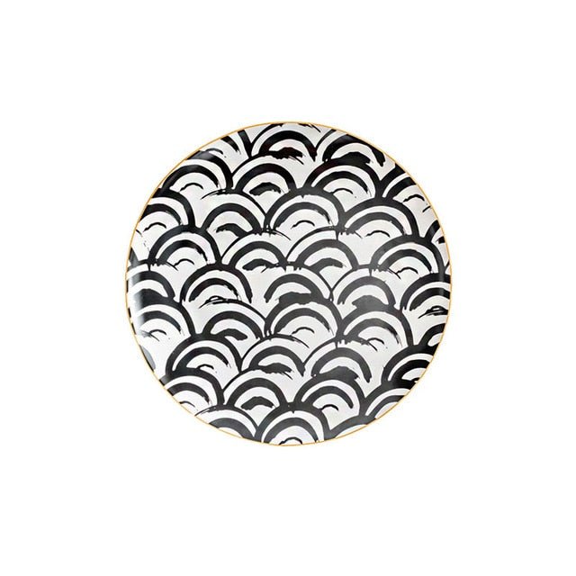 Virelle Maison - Assiette en céramique ronde à motifs abstraits | Virelle Maison