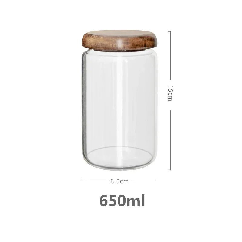 Virelle Maison - Bocal de conservation en verre transparent – Couvercle en bois d’acacia | Virelle Maison