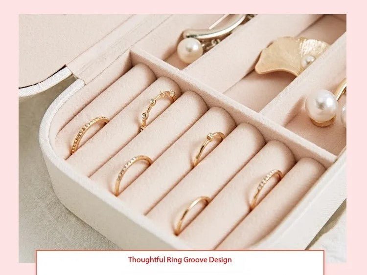 Virelle Maison - Boîte à bijoux de voyage à deux niveaux en similicuir structuré | Virelle Maison