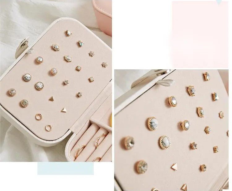 Virelle Maison - Boîte à bijoux de voyage à deux niveaux en similicuir structuré | Virelle Maison