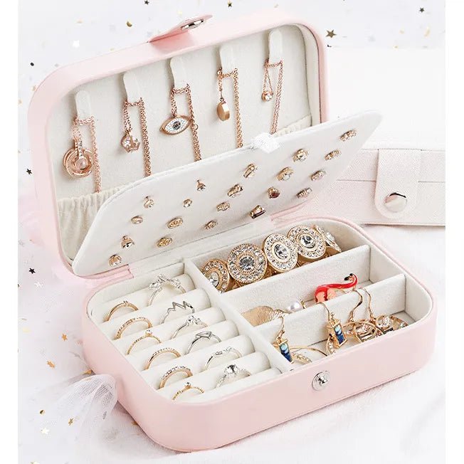 Virelle Maison - Boîte à bijoux de voyage à deux niveaux en similicuir structuré | Virelle Maison