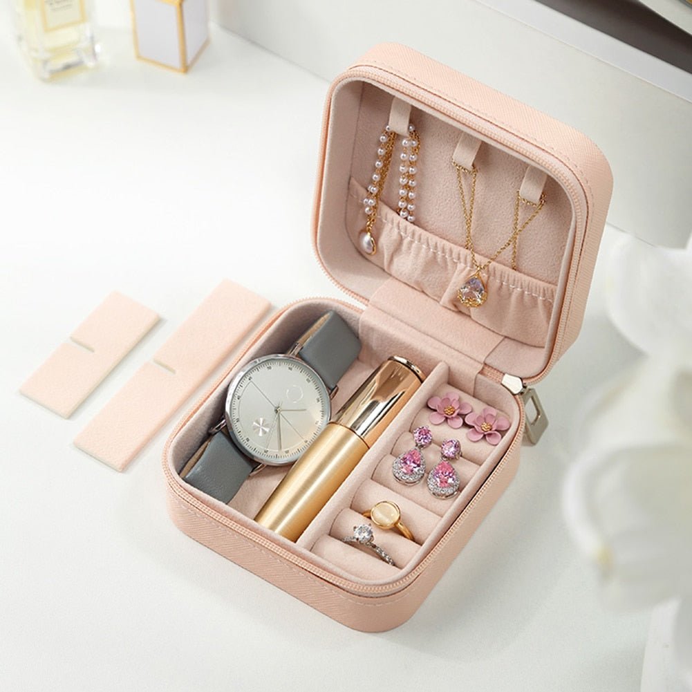 Virelle Maison - Boîte à bijoux de voyage compacte en similicuir texturé | Virelle Maison