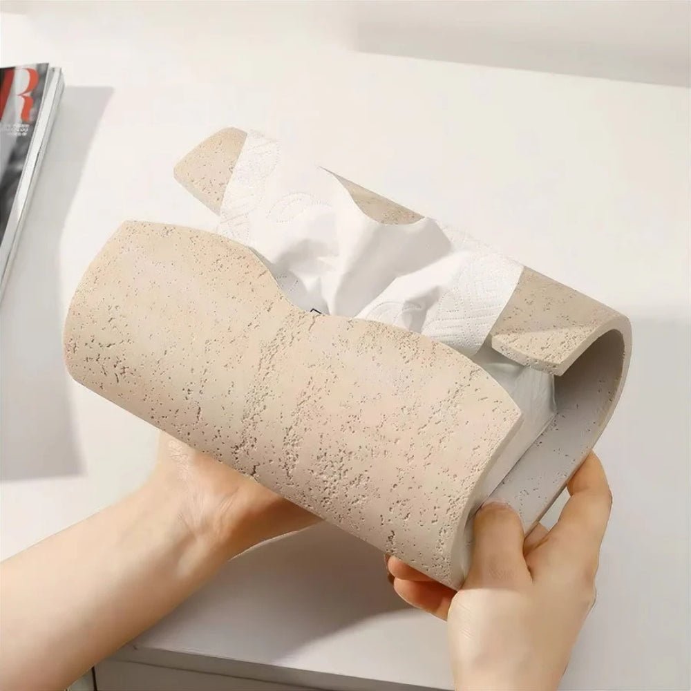 Virelle Maison - Boîte à mouchoirs en grès naturel au design courbé