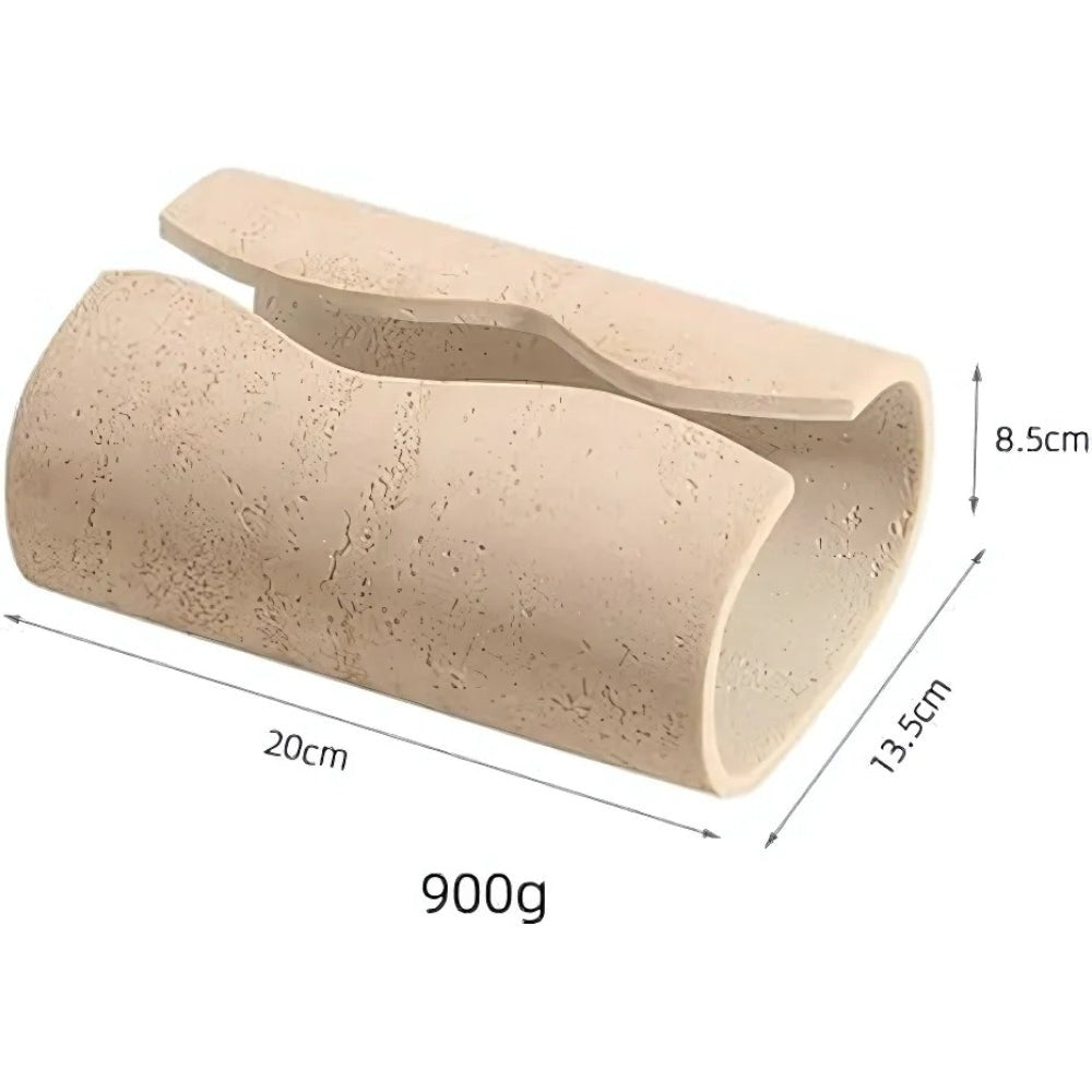 Virelle Maison - Boîte à mouchoirs en grès naturel au design courbé