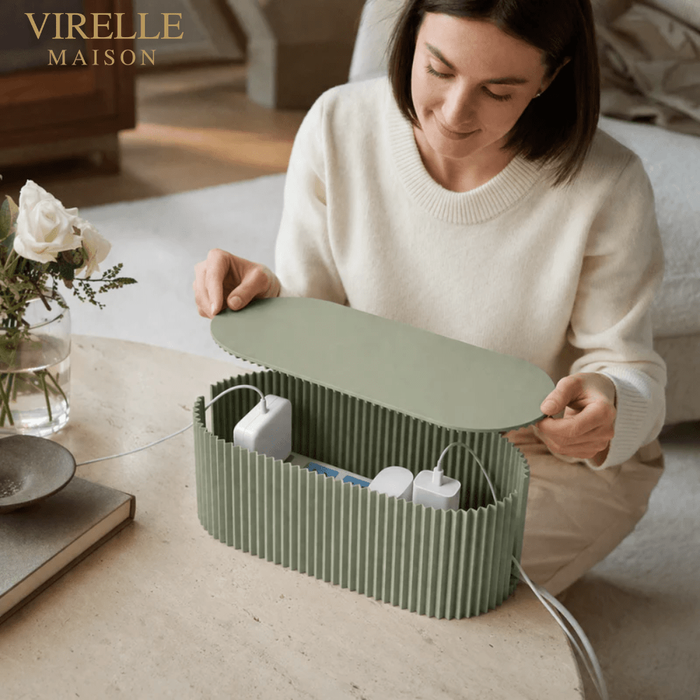 Virelle Maison - Boîte de rangement pour câbles en plastique nervuré minimaliste | Virelle Maison