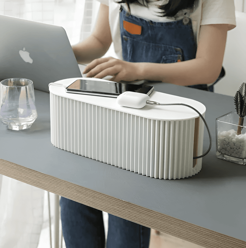 Virelle Maison - Boîte de rangement pour câbles en plastique nervuré minimaliste | Virelle Maison
