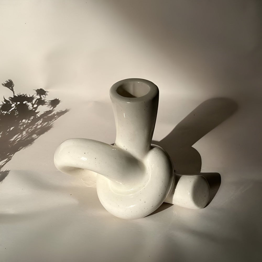 Virelle Maison - Bougeoir en céramique texturée au design noué minimaliste