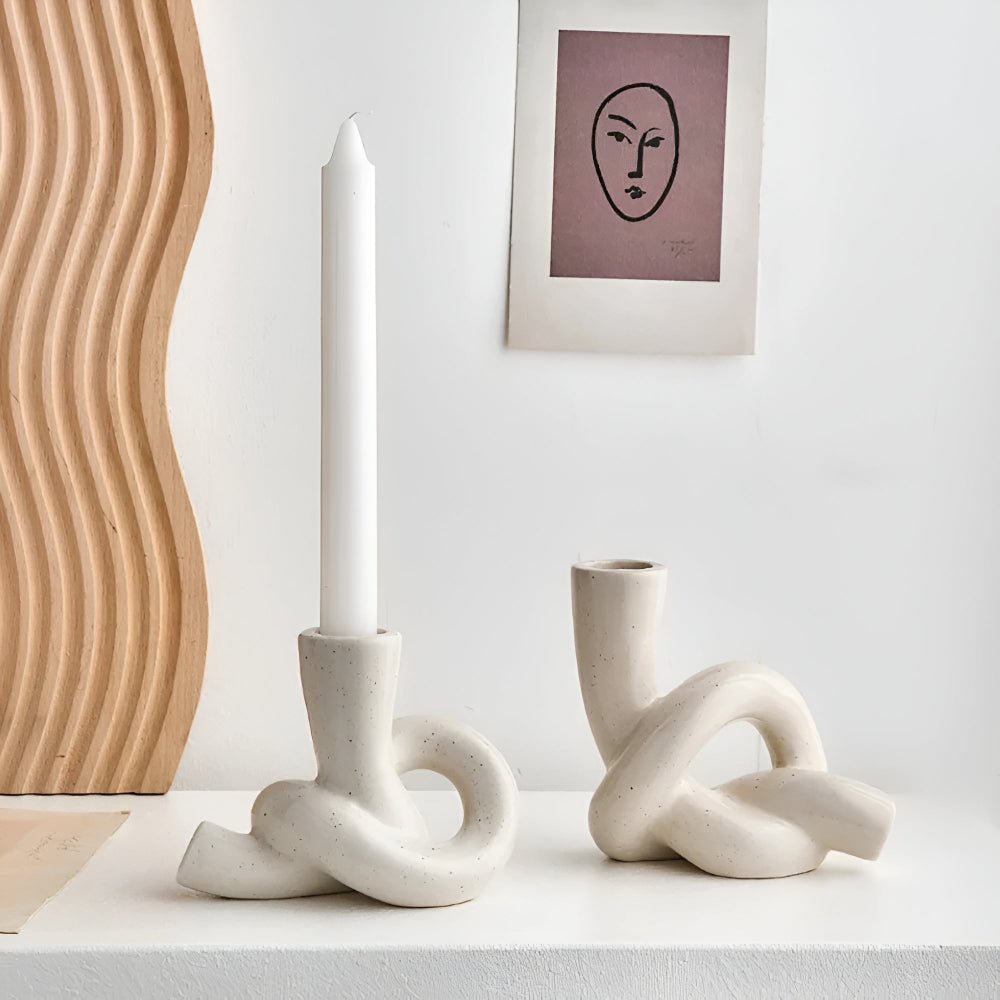 Virelle Maison - Bougeoir en céramique texturée au design noué minimaliste