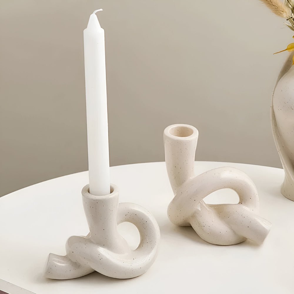 Virelle Maison - Bougeoir en céramique texturée au design noué minimaliste