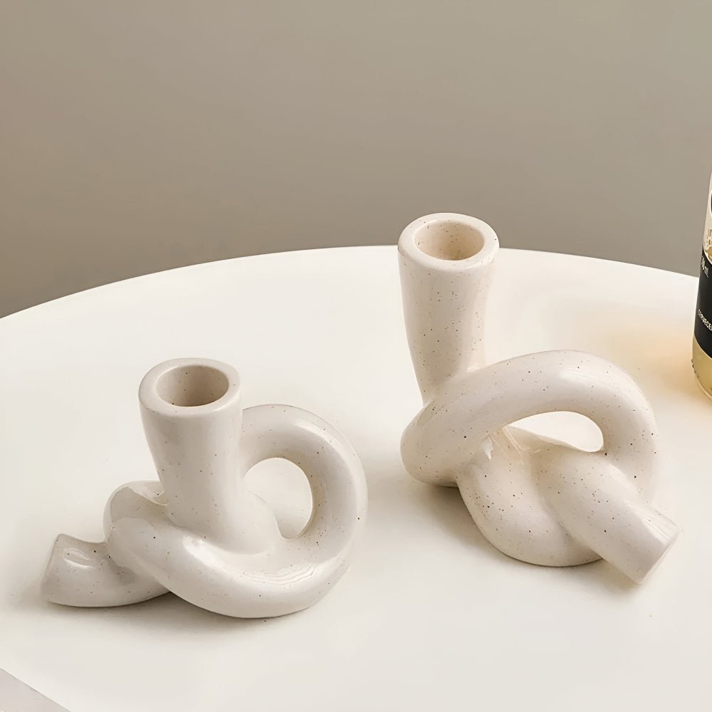 Virelle Maison - Bougeoir en céramique texturée au design noué minimaliste