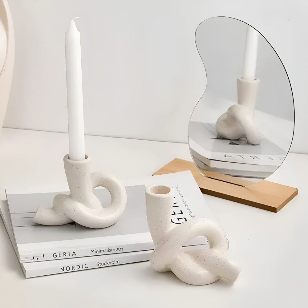 Virelle Maison - Bougeoir en céramique texturée au design noué minimaliste