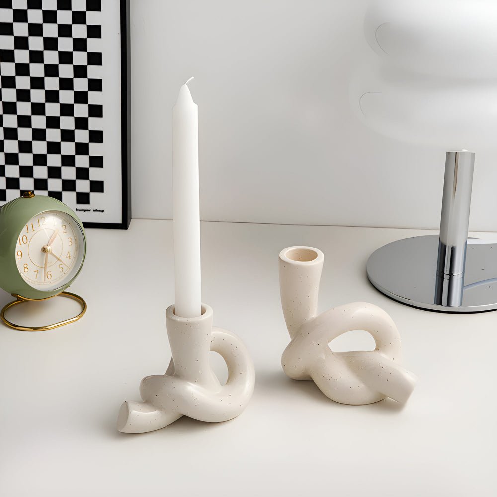 Virelle Maison - Bougeoir en céramique texturée au design noué minimaliste