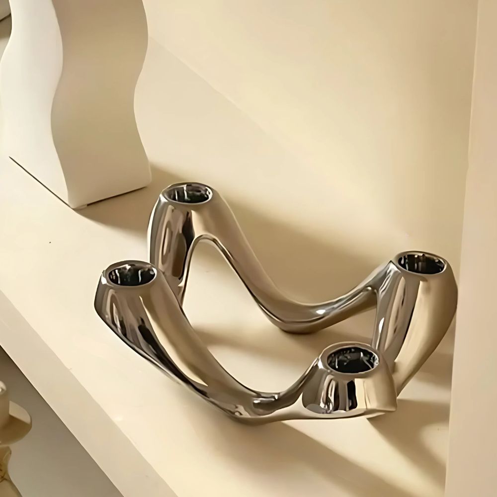 Virelle Maison - Bougeoir ondulé en céramique blanche design contemporain