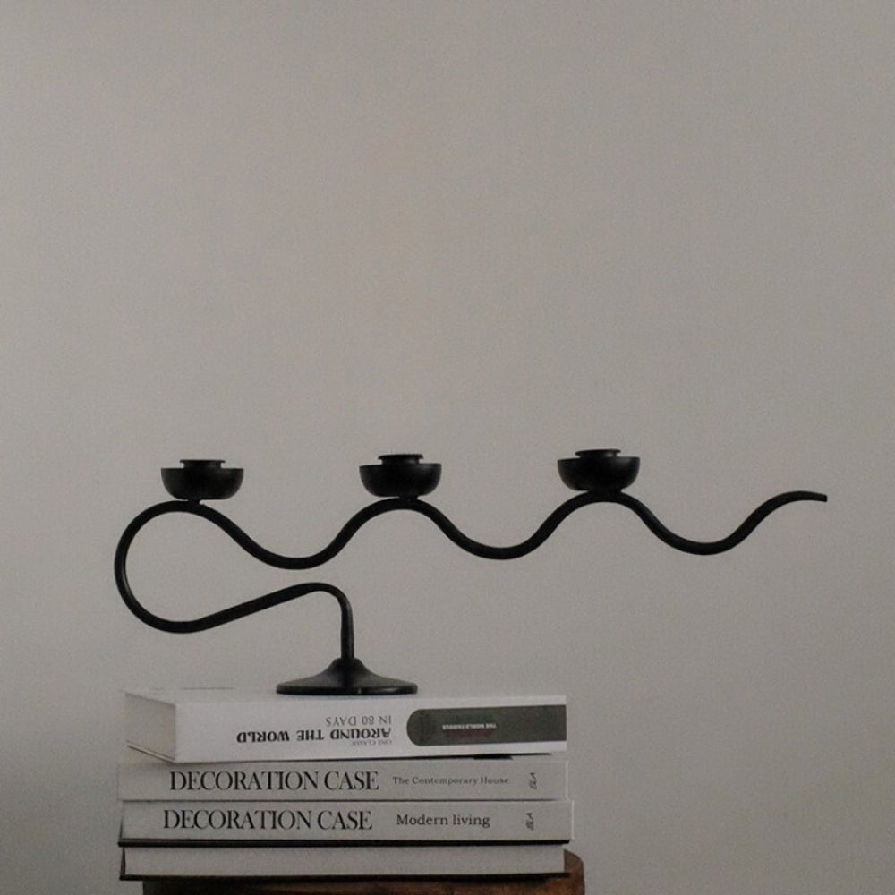 Virelle Maison - Bougeoir triple en fer noir au design torsadé minimaliste