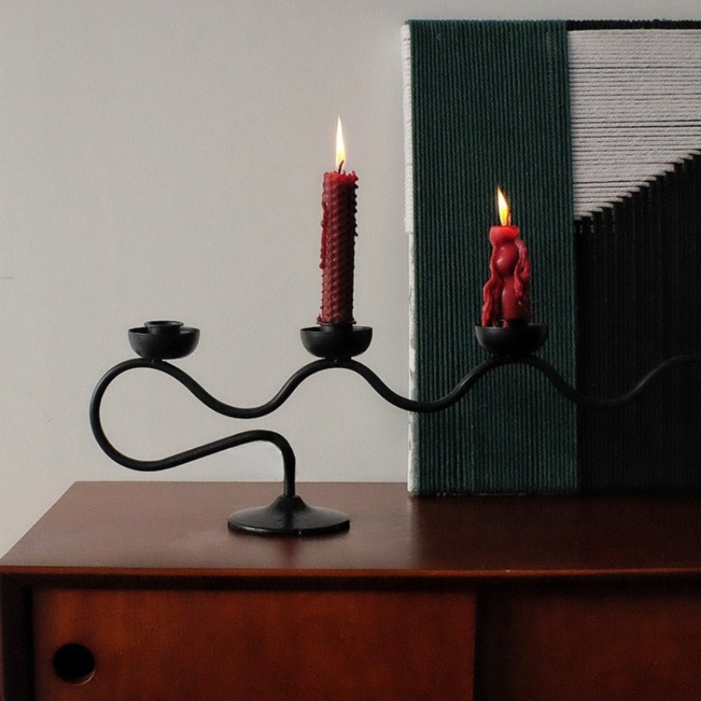 Virelle Maison - Bougeoir triple en fer noir au design torsadé minimaliste