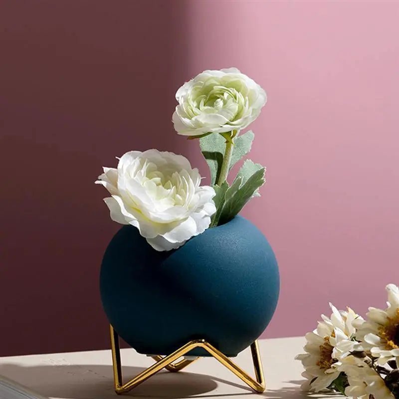 Virelle Maison - Cache - pot en céramique texturée sur pied en métal | Virelle Maison