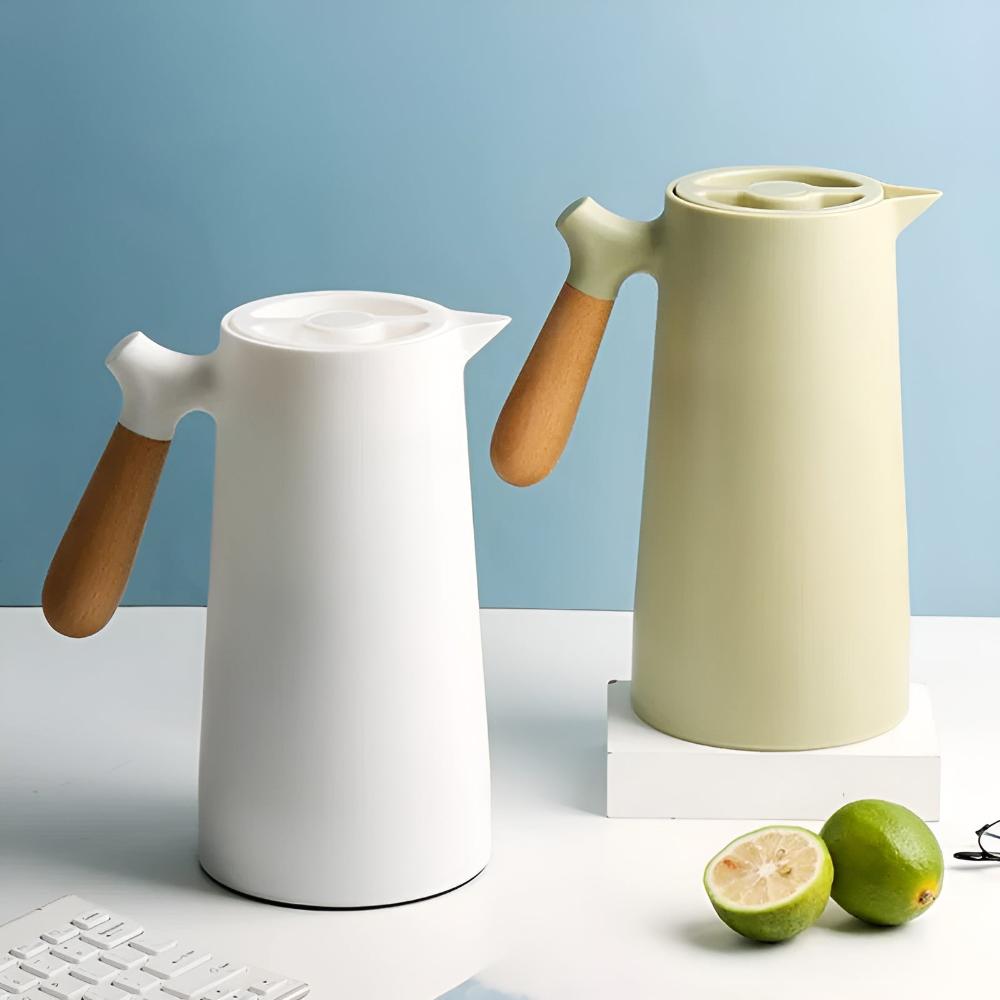 Virelle Maison - Carafe isotherme en acier avec poignée en bois naturel | Virelle Maison