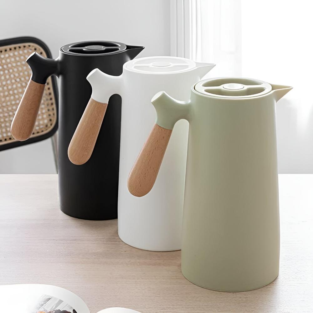 Virelle Maison - Carafe isotherme en acier avec poignée en bois naturel | Virelle Maison