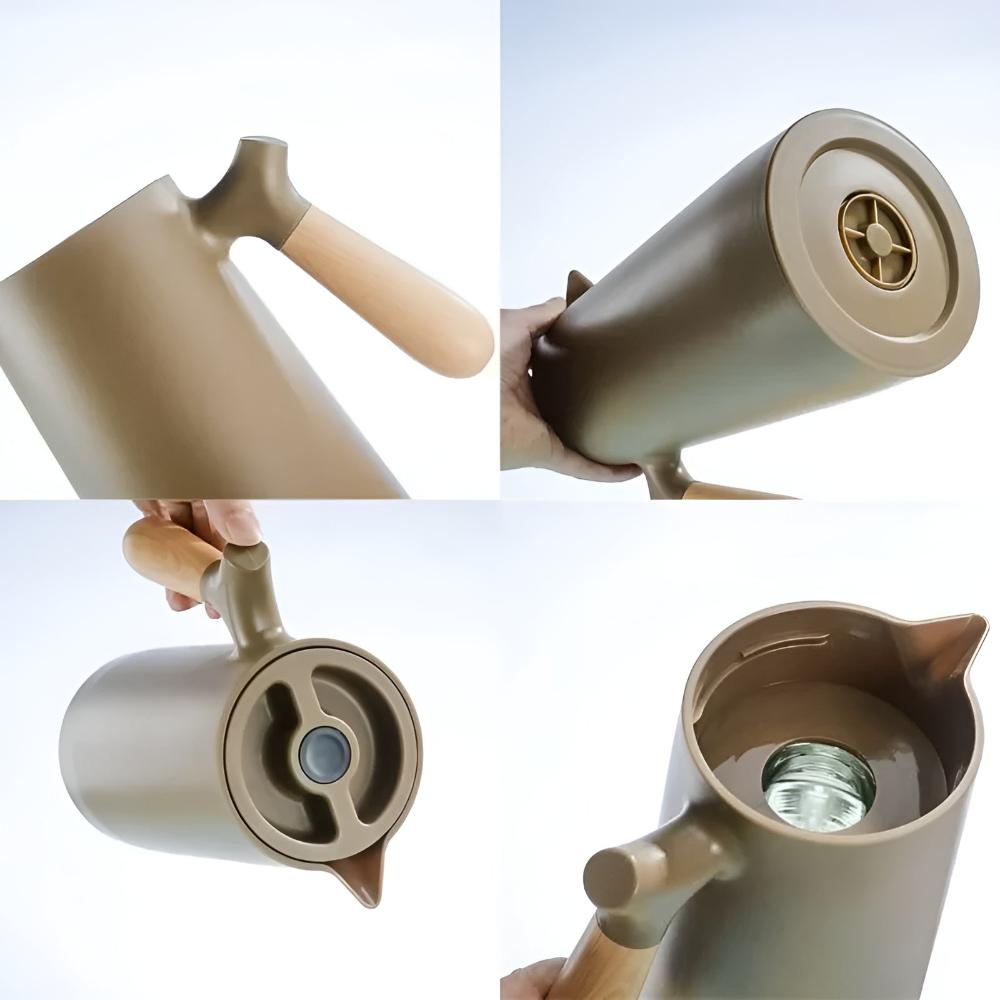Virelle Maison - Carafe isotherme en acier avec poignée en bois naturel | Virelle Maison