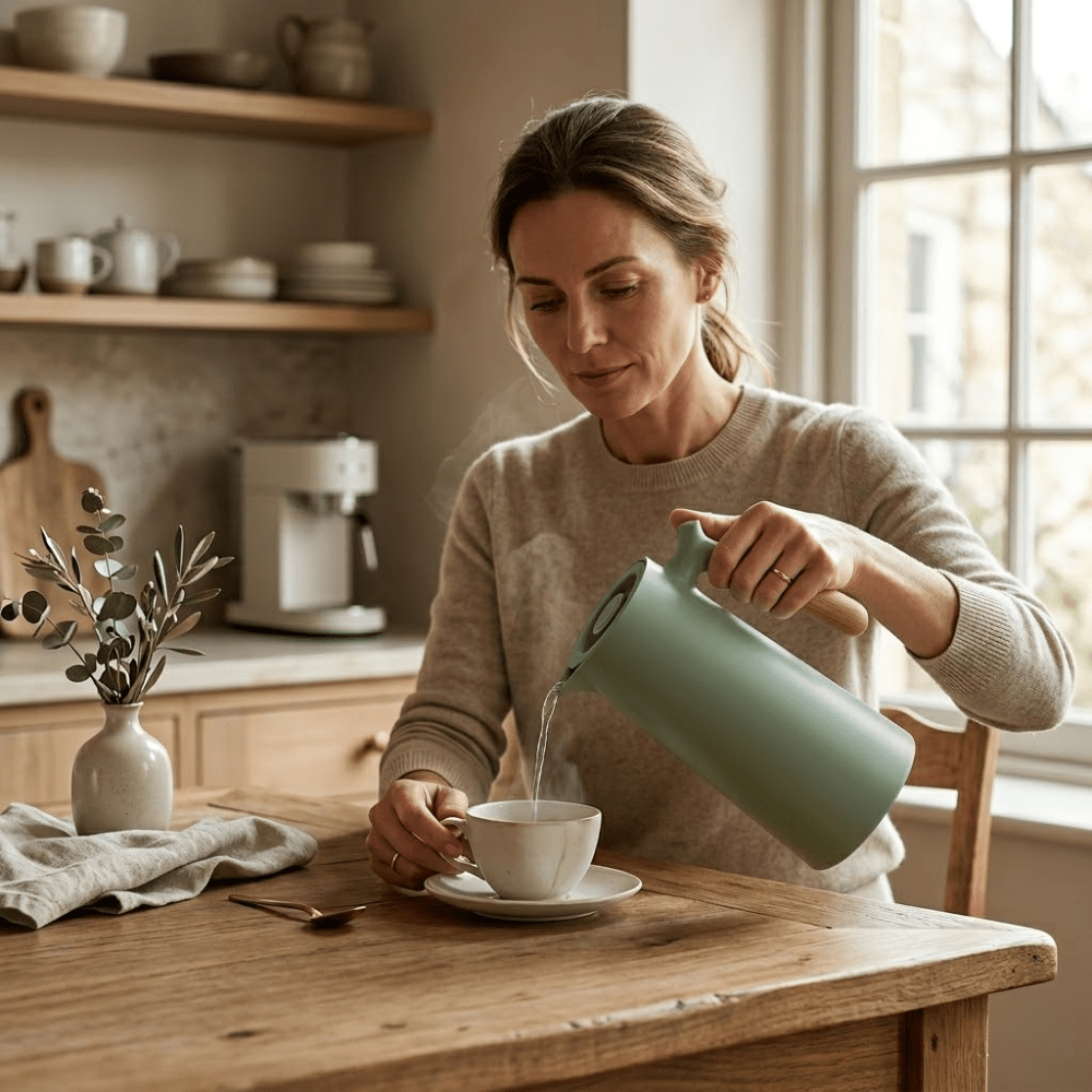 Virelle Maison - Carafe isotherme en acier avec poignée en bois naturel | Virelle Maison