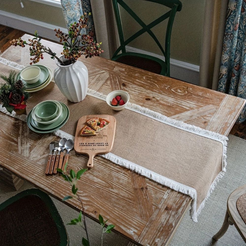 Virelle Maison - Chemin de table en jute naturel tissé | Virelle Maison