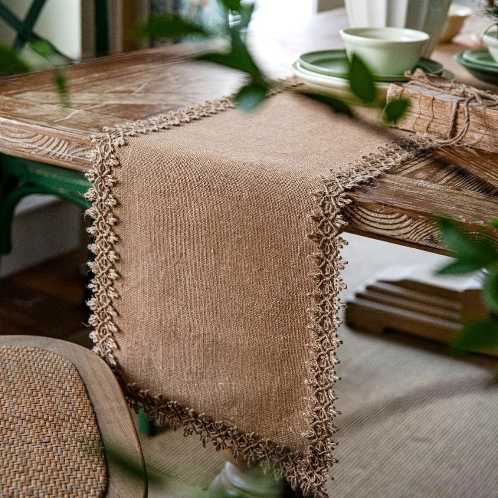 Virelle Maison - Chemin de table en jute naturel tissé | Virelle Maison