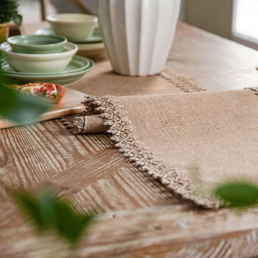 Virelle Maison - Chemin de table en jute naturel tissé | Virelle Maison
