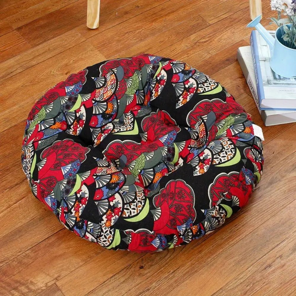 Virelle Maison - Coussin rond en coton épais, imprimé floral bohème | Virelle Maison