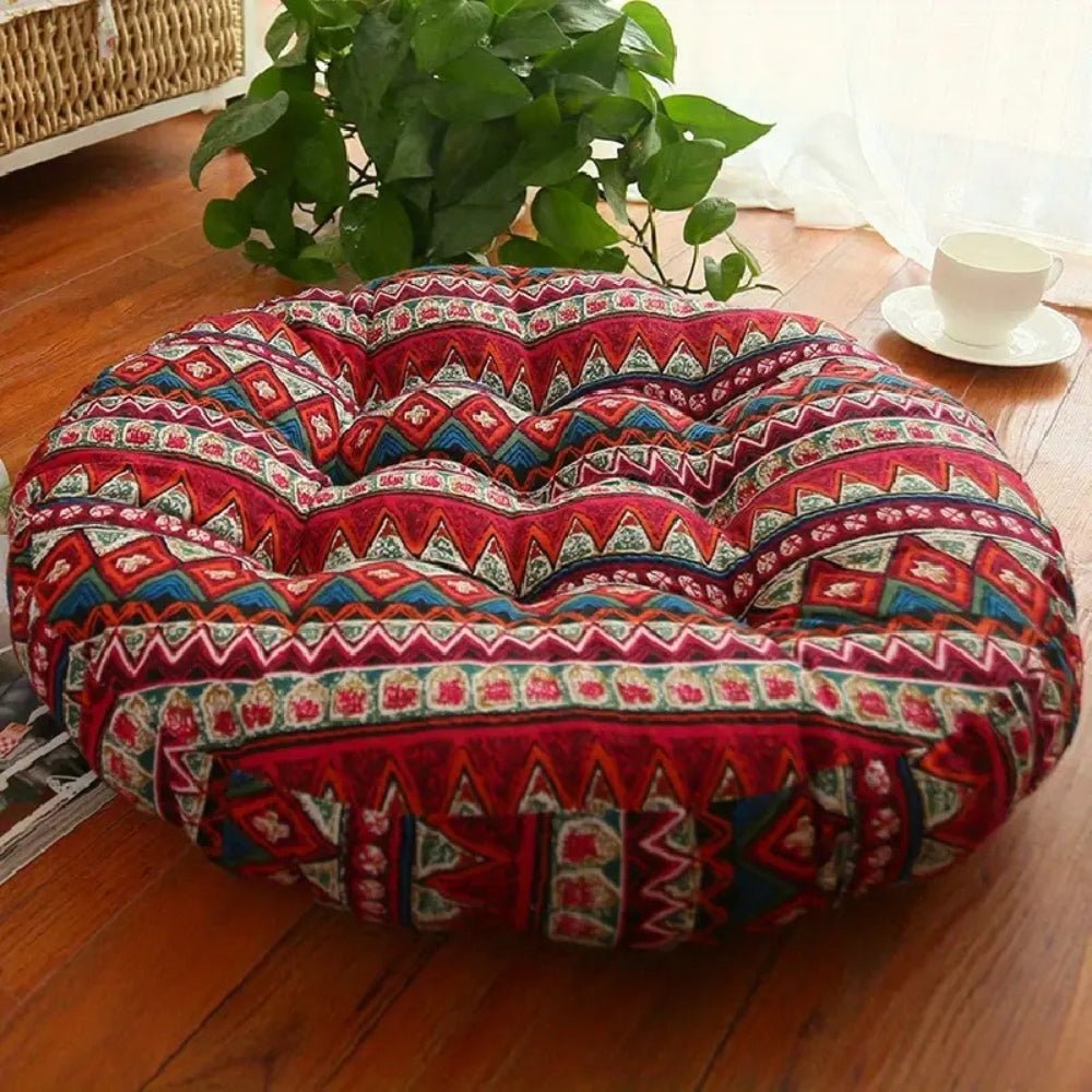 Virelle Maison - Coussin rond en coton épais, imprimé floral bohème | Virelle Maison