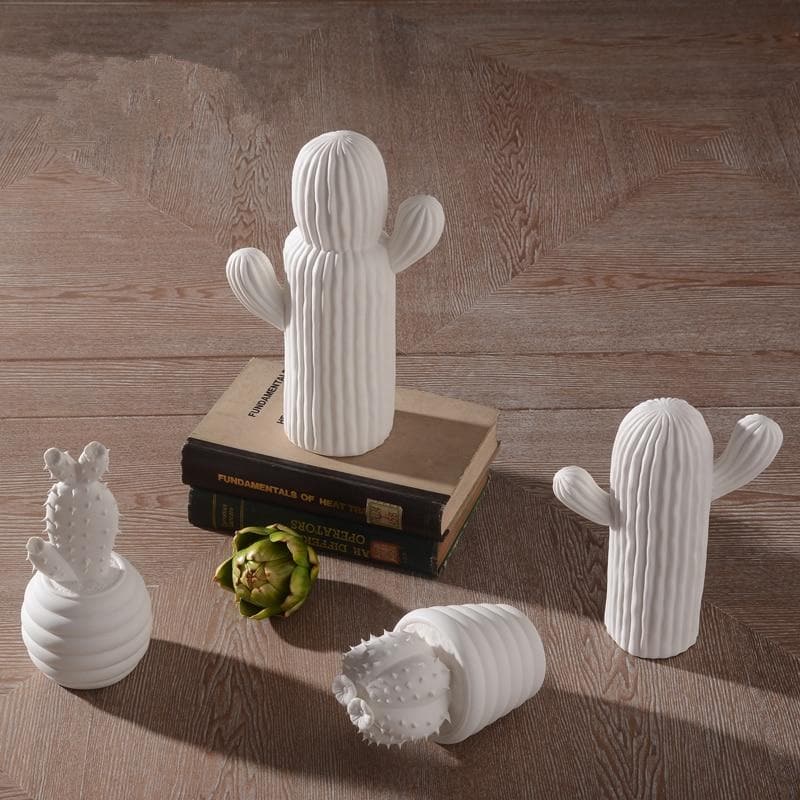 Virelle Maison - Décoration cactus en porcelaine blanche texturée | Virelle Maison