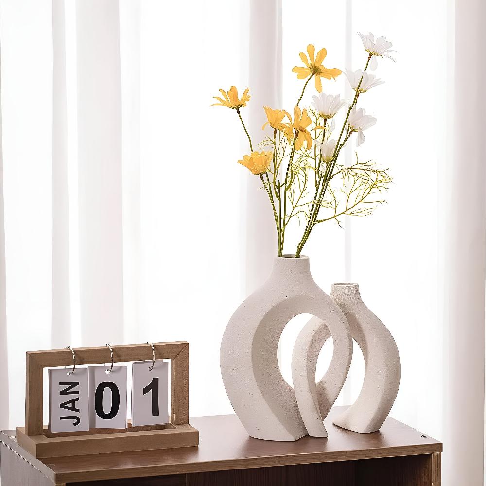 Virelle Maison - Duo de vases en céramique mate, formes abstraites entrelacées | Virelle Maison
