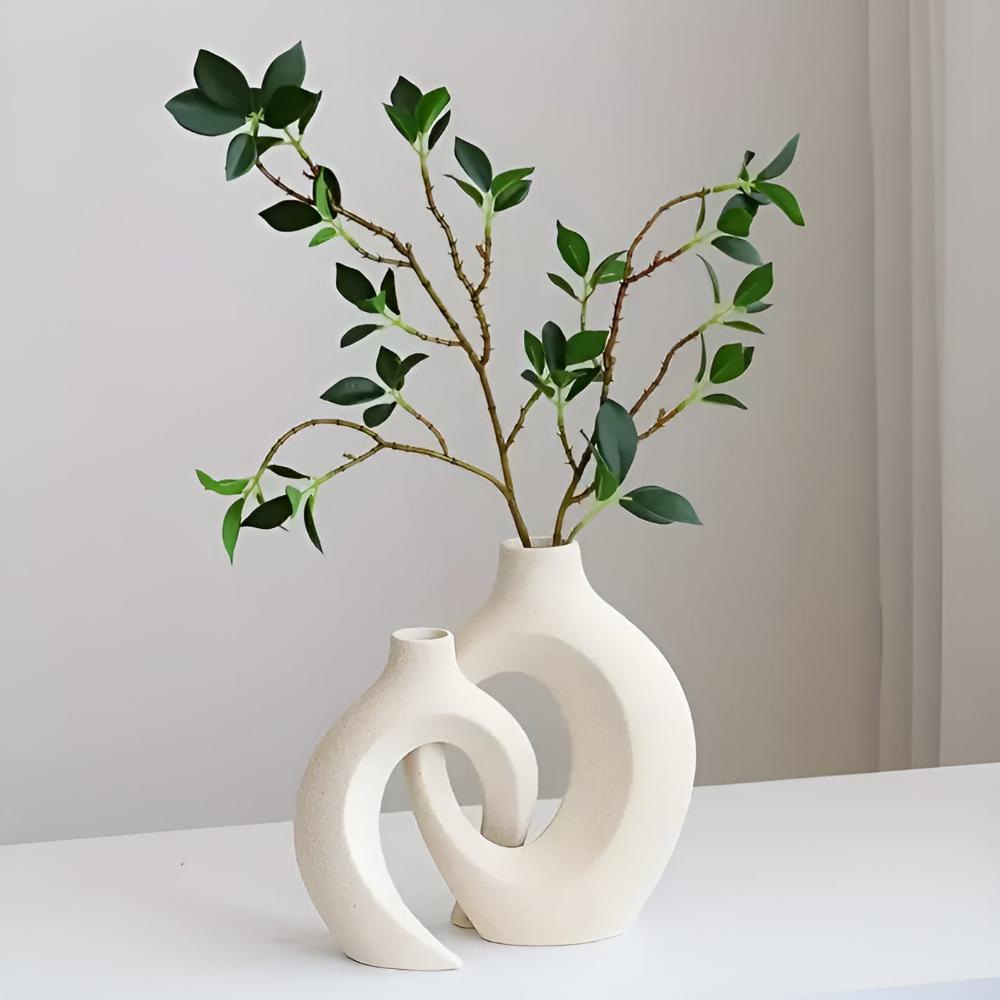 Virelle Maison - Duo de vases en céramique mate, formes abstraites entrelacées | Virelle Maison