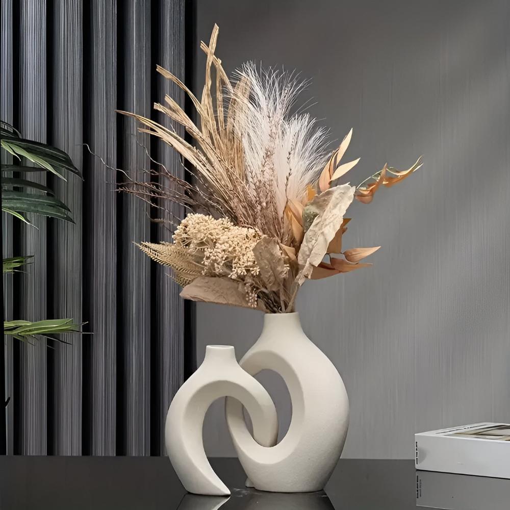 Virelle Maison - Duo de vases en céramique mate, formes abstraites entrelacées | Virelle Maison