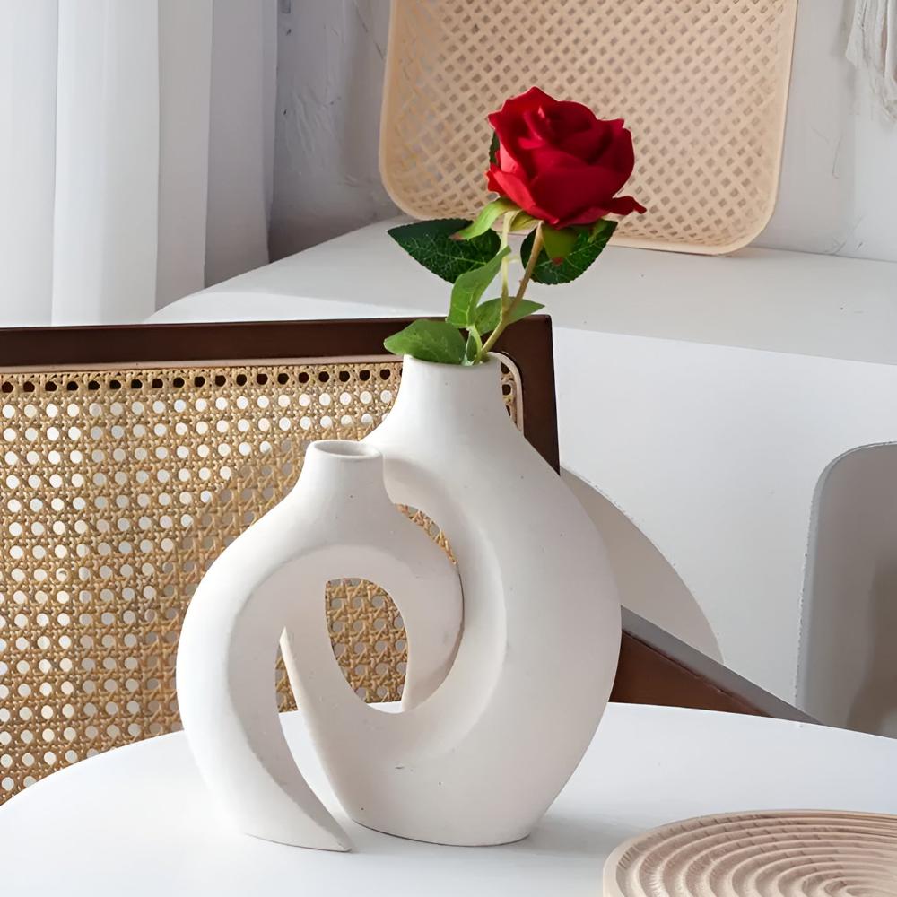 Virelle Maison - Duo de vases en céramique mate, formes abstraites entrelacées | Virelle Maison