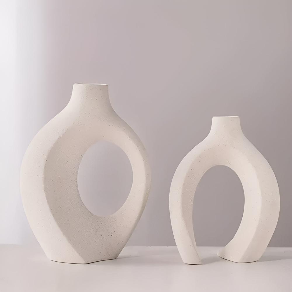 Virelle Maison - Duo de vases en céramique mate, formes abstraites entrelacées | Virelle Maison