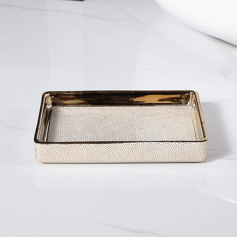 Virelle Maison - Ensemble accessoires salle de bain céramique bords dorés | Virelle Maison