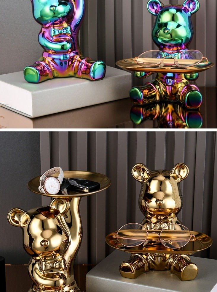 Virelle Maison - Étagère multifonctionnelle en métal galvanisé avec figurine ours | Virelle Maison