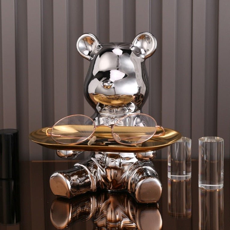 Virelle Maison - Étagère multifonctionnelle en métal galvanisé avec figurine ours | Virelle Maison