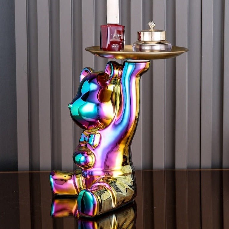 Virelle Maison - Étagère multifonctionnelle en métal galvanisé avec figurine ours | Virelle Maison