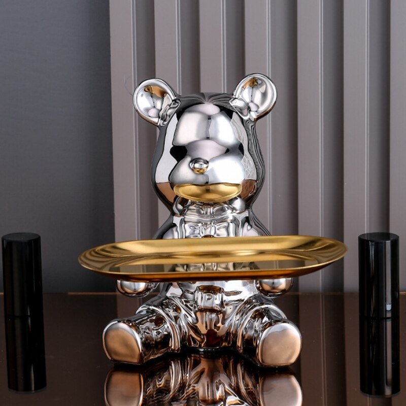 Virelle Maison - Étagère multifonctionnelle en métal galvanisé avec figurine ours | Virelle Maison