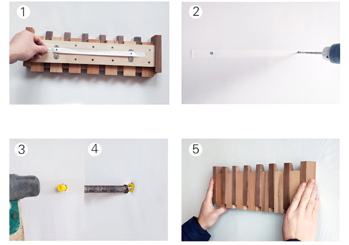 Virelle Maison - Étagère murale en bois avec crochets magnétiques pliables | Virelle Maison