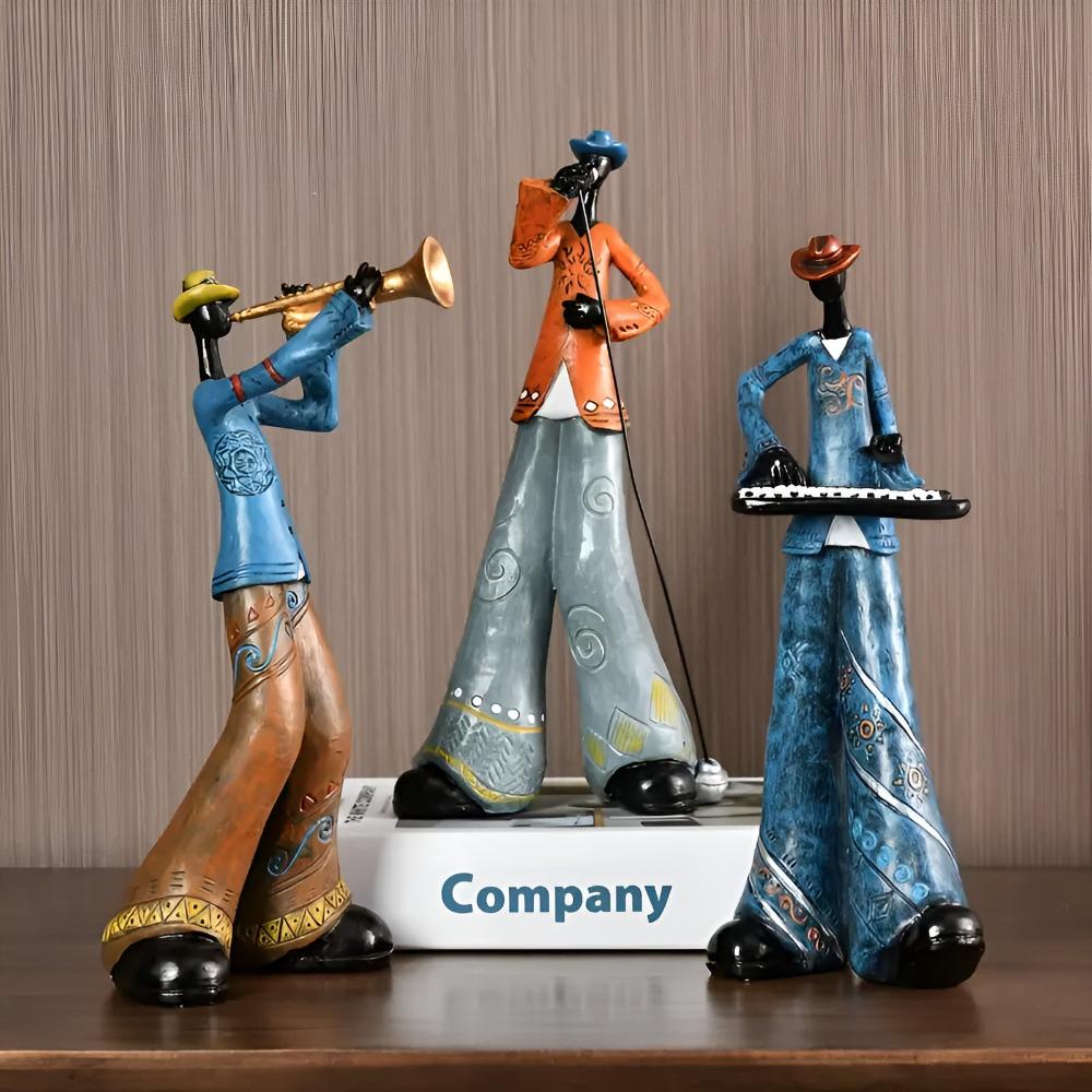 Virelle Maison - Figurine décorative en résine musiciens jazz