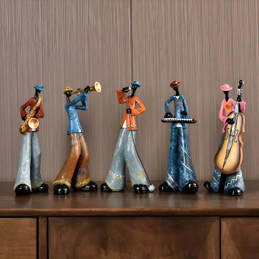 Virelle Maison - Figurine décorative en résine musiciens jazz