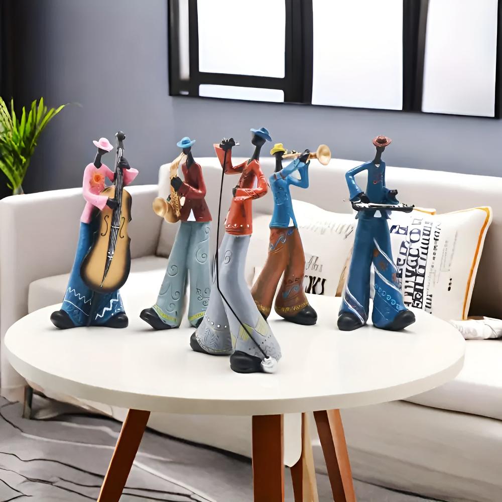 Virelle Maison - Figurine décorative en résine musiciens jazz