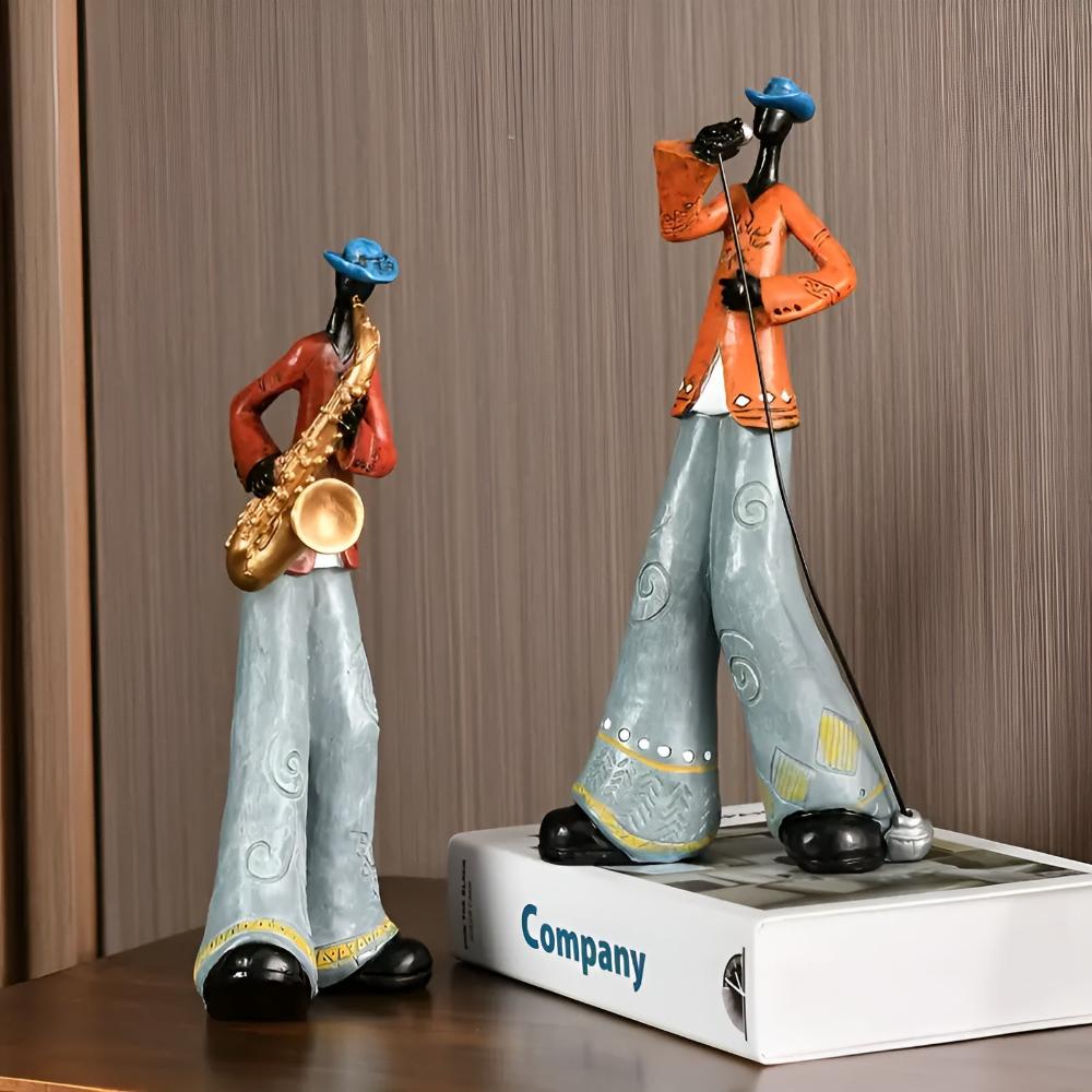 Virelle Maison - Figurine décorative en résine musiciens jazz