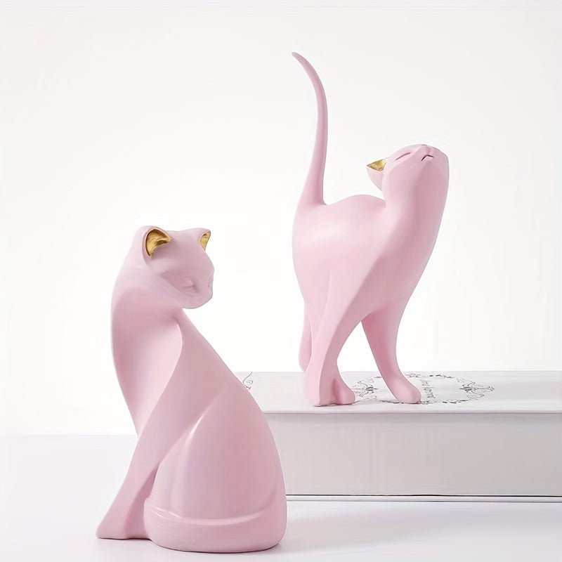 Statue décorative en résine effet mat chat assis | Virelle Maison