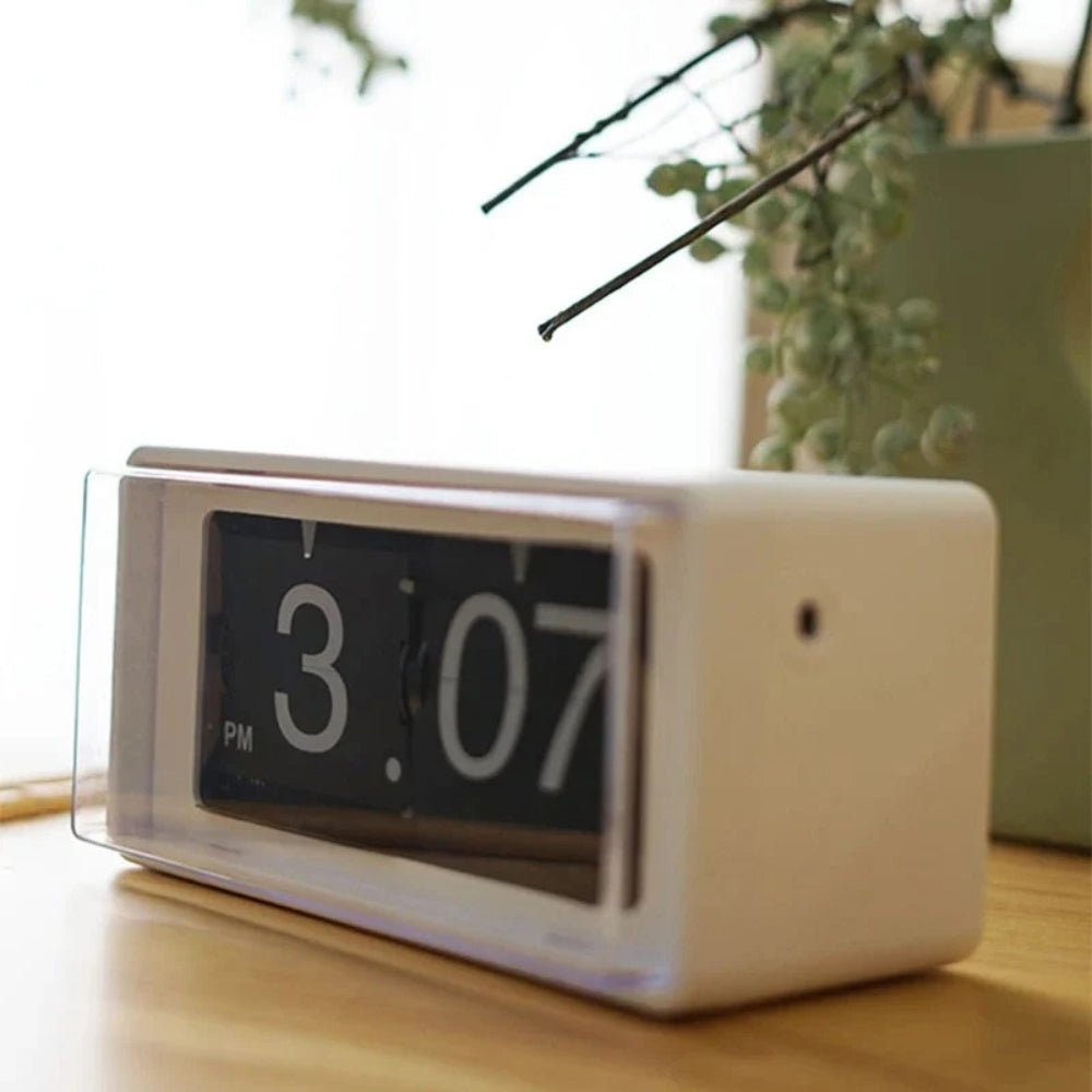 Virelle Maison - Horloge à volets rétro de bureau en plastique ABS