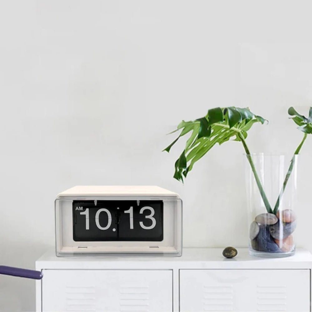 Virelle Maison - Horloge à volets rétro de bureau en plastique ABS